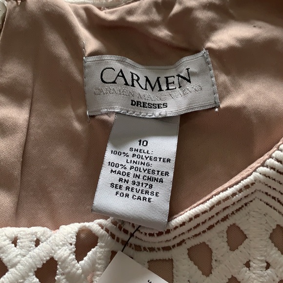 Carmen Marc Valvo Knit Lattice Overlay Dress - Picture 6 of 7